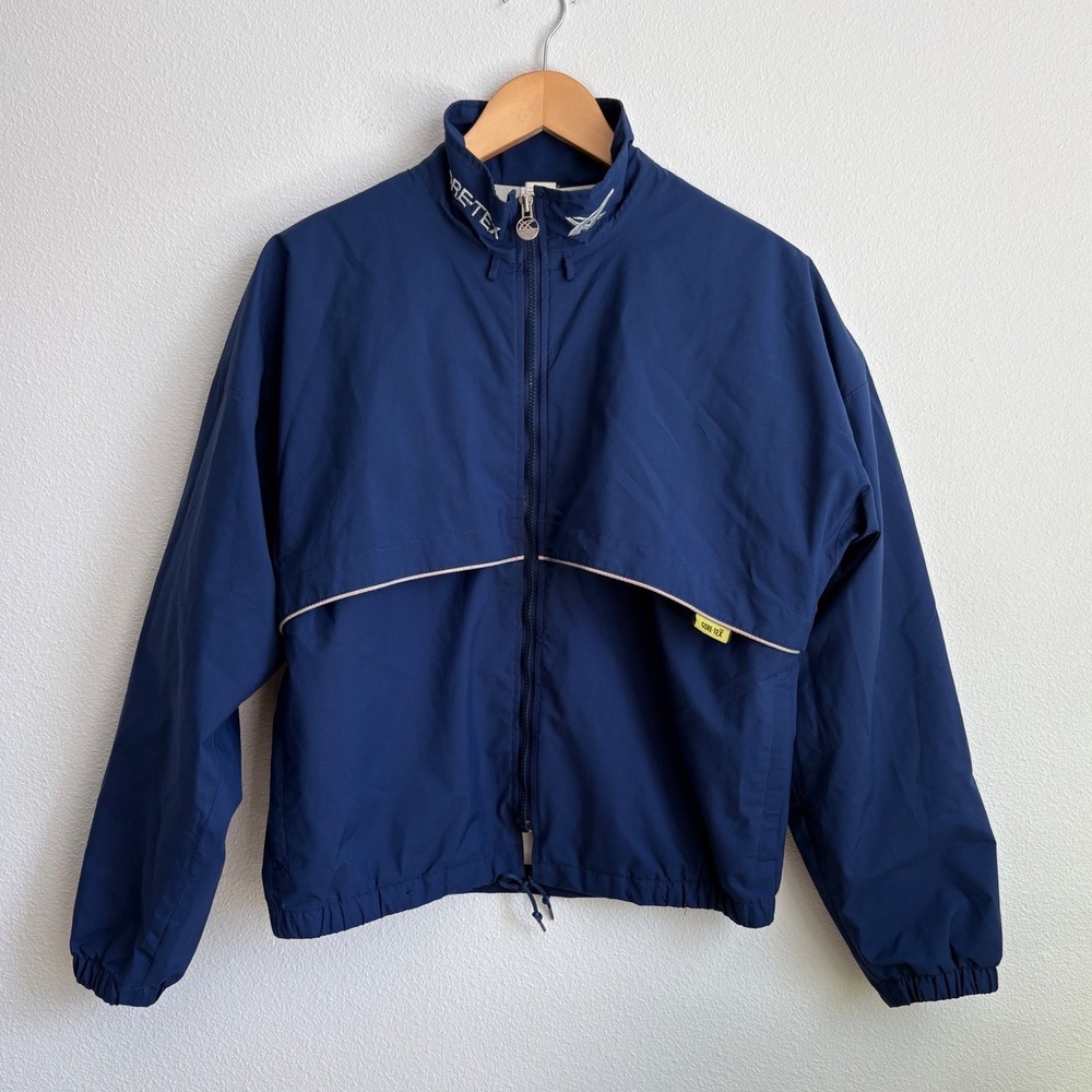 Vintage Asics Gore-Tex Windbreaker Jacket Navy Blue Full Zip Mens Medium GS-04